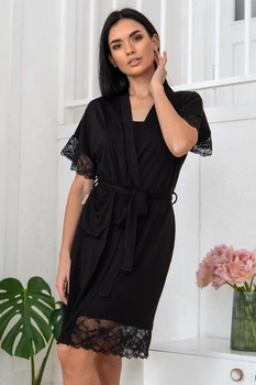 Халат вискозный MiaNaGreen Хч1201 2XL Черный