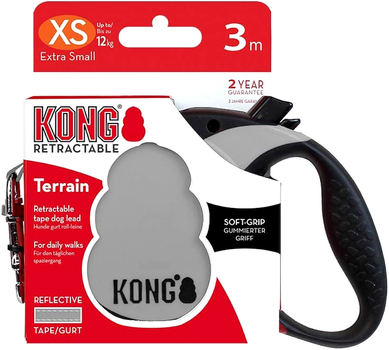 Smycz dla psów Kong Retractable Leash Terrain 12 kg 3 m Grey (0047181150148)