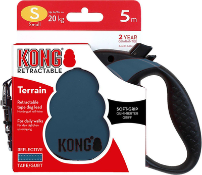 Повідець для собак Kong Retractable Leash Terrain 30 кг 5 м Blue (0047181150216)