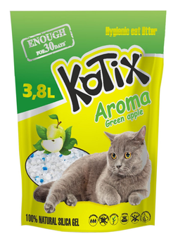 Наповнювач для котячого туалету Kotix Green Apple силікагелевий вбирний 3.8 л (6930095837455)