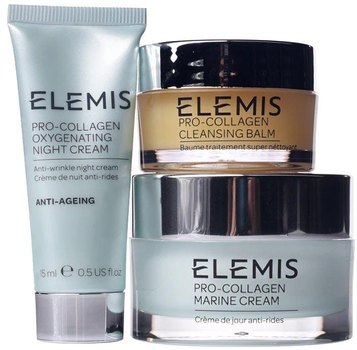 Zestaw do pielęgnacji twarzy Elemis VIP Pro-Collagen Krem na noc 15 ml + Morski krem 30 ml + Balsam oczyszczający 20 g (0641628582761)
