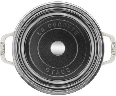 Каструля чавунна кругла Staub La Cocotte зі скляною кришкою білий трюфель 3.8 л (40506-589-0)