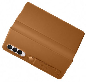 Etui z klapką Samsung Leather Flip Coverd do Galaxy Z Fold 3 Camel (8806092632936)