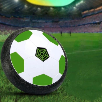 Интерактивный летающий футбольный мяч для дома Детский аэромяч Hoverball с LED подсветкой и музыкой Аэрофутбол Зелено-белый