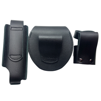 Комплект поліцейського чохол для наручників + чохол для газового балончика Кобра-1Н+ тримач кийки Волмас шкіра