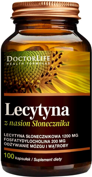 Дієтична добавка Doctor Life Lecytyna з насіння соняшнику 1200 мг 100 капсул (5906874819814)