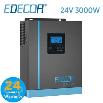Гибридный солнечный инвертор EDECOA 24 V 3000 W правильная синусоида 80А МРРТ controller Charger