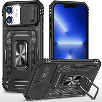 Чохол зі шторкою для камери Camshield Army Ring для Apple iPhone 11, ударостійкий кейс з кільцем-тримачем та функцією підставки Black