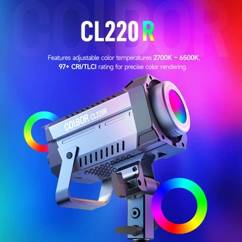 Светодиодный студийный видеосвет COB SYNCO COLBOR CL220R RGB (250 Вт, 2700K-6500K, с управлением APP)