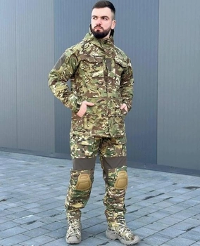 Тактичний костюм куртка та штани з наколінниками Multicam військовий костюм мультикам, Multicam комплект із наколінниками S