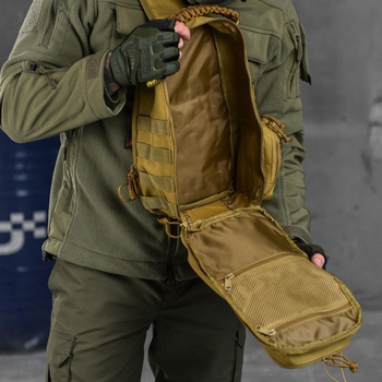 Нагрудна сумка-слінг "Silver Knight" 9 л Oxford / Рюкзак однолямний із системою кріплення MOLLE койот