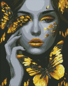 Алмазная мозаика AMO7723 Дівчина із золотими метеликами ©art_selena_ua, 40х50см Ideyka на подрамнике