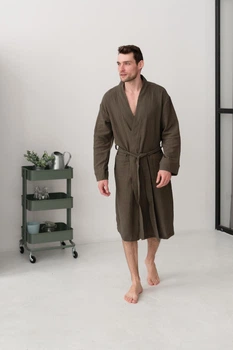 Чоловічий халат COSY Duna із фактурного мусліну 2XL, хакі M61