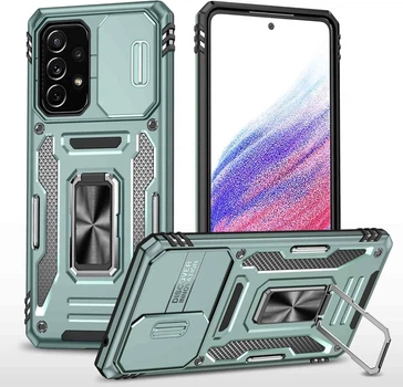 Чохол зі шторкою для камери Camshield Army Ring для Samsung Galaxy A33 5G, ударостійкий кейс з кільцем-тримачем та функцією підставки Light Green