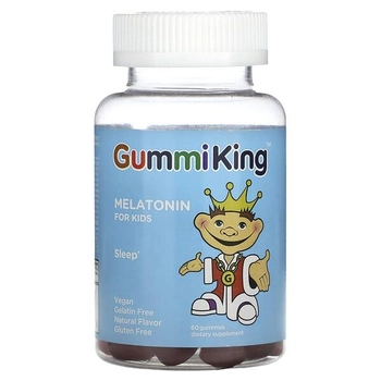Дитячі таблетки для покращення сну з мелатоніном GummiKing Мелатонін для дітей зі смаком полуниці 60 жувальних таблеток