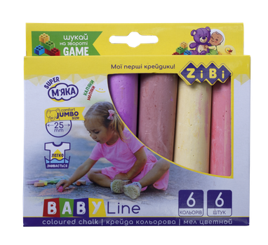 Крейда кольорова ZiBi Jumbo 6 шт асфальтна (ZB.6710-99)