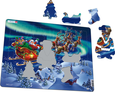 Puzzle Larsen Santa Claus and His Sleigh in Northern Lights 26 elementów (7023852117989)