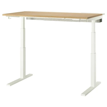 Комп'ютерний стіл з регулюванням висоти IKEA MITTZON 140x80 см дубовий шпон/білий (695.289.71)