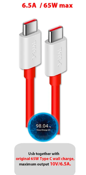 Кабель Type-C to Type-C для OnePlus Warp Charge на 1м Красный