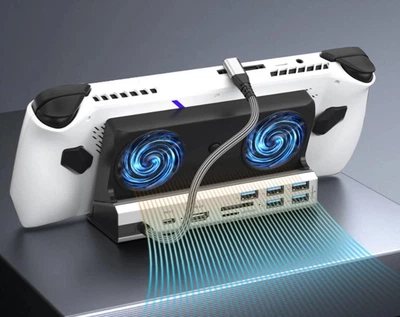 Зарядная док-станция YCE 10 в 1 для Asus ROG Ally, Lenovo Legion Go, Legion Go 2, Legion Go S, MSI Claw, Steam Deck с охлаждением, подсветкой, серый