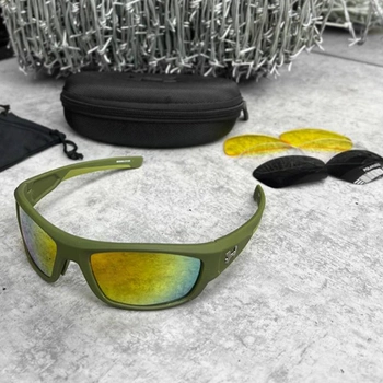 Защитные очки Under Armour с 3-мя сменными линзами и чехлом олива размер универсальный