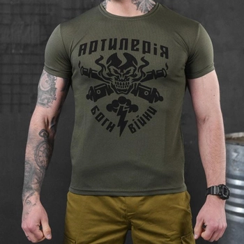 Потовідвідна чоловіча футболка Coolmax з принтом "Артилерія" олива розмір M