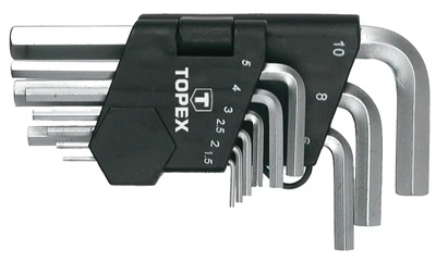 Topex Ключі шестигранні, набір 9шт, короткі, CrV, 1.5-10мм
