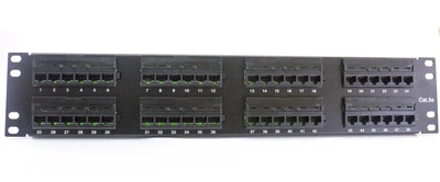 Патч-панель 48 порта UTP DUAL кат 5Е 19" 1U не экранированная черная Q20