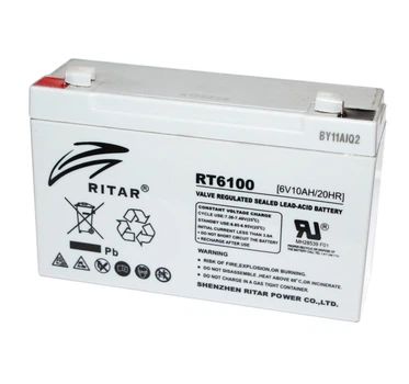 Акумуляторна свинцево-кислотна батарея AGM RITAR RT6100 Gray Case 6V 10Ah Q20