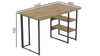 Комп'ютерний стіл Ferrum-decor Кевін 75x120x60 чорний ДСП Дуб Артізан 16мм (KEV2318)