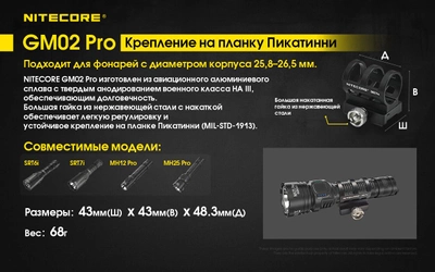 Кріплення на зброю Nitecore GM02 Pro (25,8-26,5 мм)