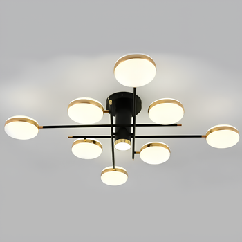 Потолочная LED люстра на 9 плафонов 154W с пультом управления 3000-6000К Svet SY-16065/8+1 BK+GD