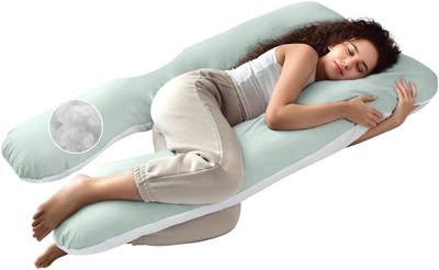 Подушка П-форма IDEIA 140х75х20 см U-shape для беременных, реабилитации и повседневного комфорта С наволочкой на молнии Антиалергенная Мята (4820182650116)