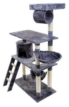 Игровой комплекс для котов CatTree, домик, лестница, лежак, когтеточка (дряпка, драпак) 140х75х40 см. Серый (4001950)