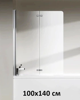 Скляна шторка для ванни AVKO Glass RDW02-J2 Срібло, двостороння, гартоване скло Simply Glass, 50+50х140 см
