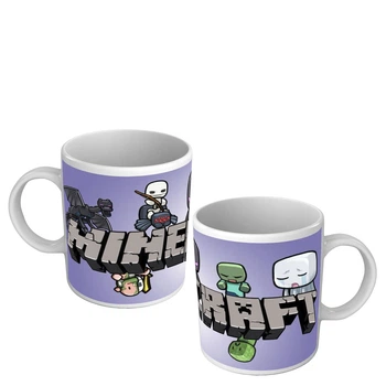 Чашка с героями Minecraft Гаст, Зомби, Эндермен, Скелет, Паук, Эндердракон, Пиглин 330 мл белая