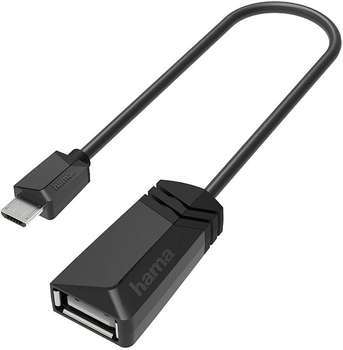 Adapter Hama OTG micro-USB - USB Type-A M/F Black (4047443437099)