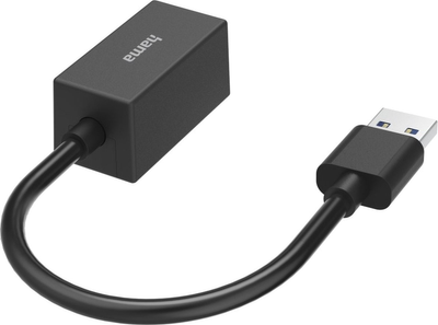 Adapter Hama USB 3.0 Type-A - RJ-45 M/F Black (4047443437266)