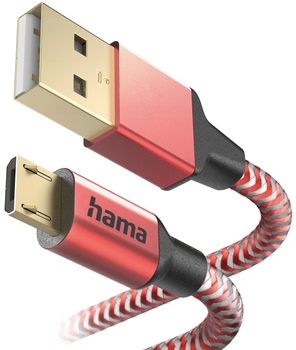 Kabel Hama Reflected micro-USB - USB Type-A M/M 1.5 m Red (4047443486875)