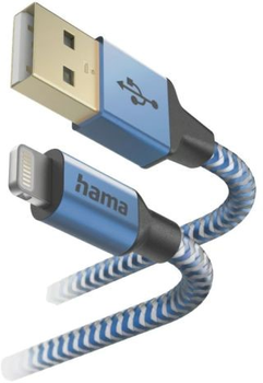 Kabel Hama Reflected USB Type-A - Lightning M/M 1.5 m Blue (4047443486264)