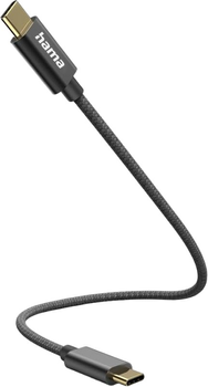 Kabel Hama USB Type-C - USB Type-C M/M 0.2 m Black (4047443486899)