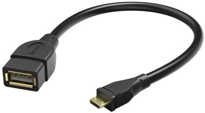 Кабель Hama micro-USB - USB Type A M/F 0.15 м Black (4047443328298)