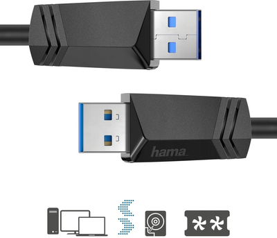 Kabel Hama USB 3.0 Type A - USB Type A M/M 1.5 m Black (4047443443793)