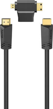 Kabel Hama micro-USB - USB Type A M/F 1.8 m Black (4047443234681)