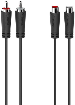 Przedłużać Hama 2 x RCA-jack - 2 x RCA-jack M/M 1.5 m Black (4047443434340)