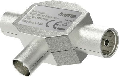 Адаптер Hama антенний штекер - 2 x Антенне гніздо M/F Silver (4047443441454)