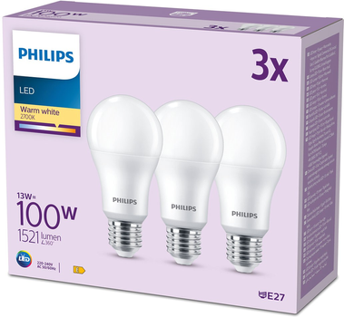 Набір світлодіодних ламп Philips A67 E27 13W 3 шт Warm White (8719514451391)