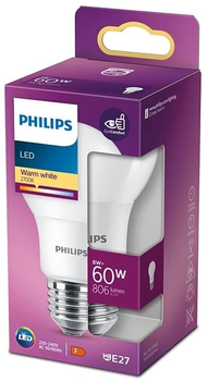 Світлодіодна лампа Philips A60 E27 8W Warm White Matte (8718699769642)