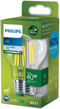 Світлодіодна лампа Philips UltraEfficient A60 E27 2.3W Cool White Filament (8720169187573)