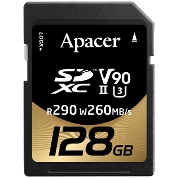 Карта памяти Apacer SDXC 128GB (UHS-II U3) W-260 MB/s, R-290 MB/s Class 10 V90 (AP128GSDXC10V9-R)